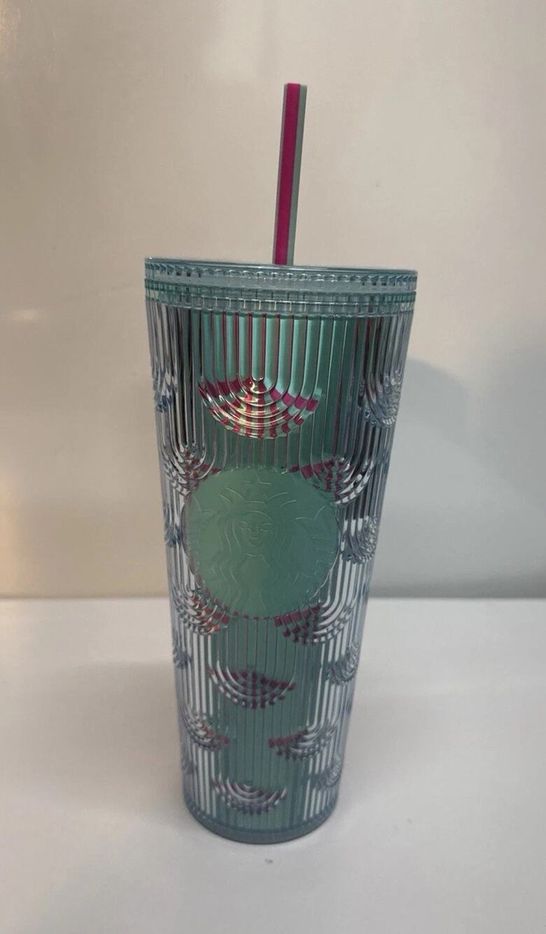 Starbucks Shells/Scales Blue Pink Cold Cup 24 Oz Color Shift